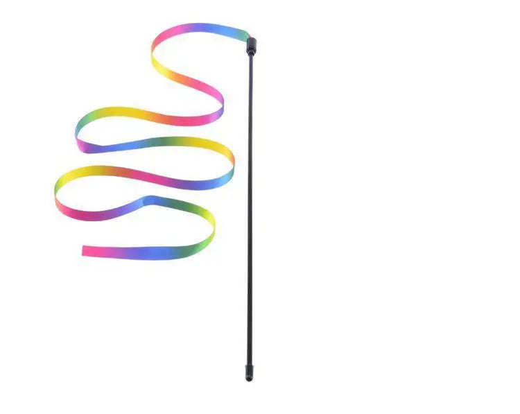 1PCS Pet Cat Toys Cute Funny Rainbow Strips Stick Cat Teaser Wand Pet Toys for Cats Interactive Toys Cat Supplies Pet Products