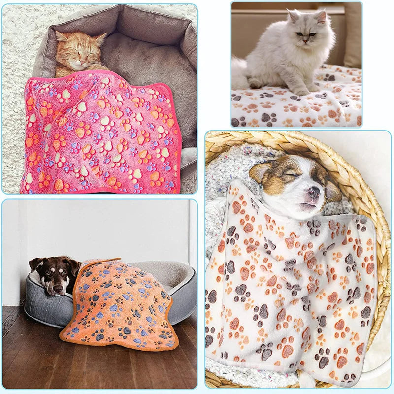 Pet Soft Blankets for Dogs - Fluffy Cats Dogs Blankets for Small Medium & Large Dogs, Cute Print Pet Throw Puppy Blankets Fleece