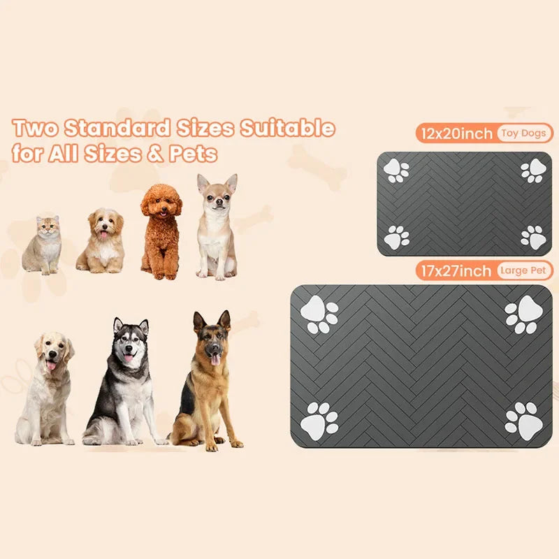 Dog Food Mat -Absorbent Dog Cat Mat for Food and Water Bowl, Quick Dry Dog Bowl Mat Dog Accessories-Dog Water Matt for Sloppy Drinkers