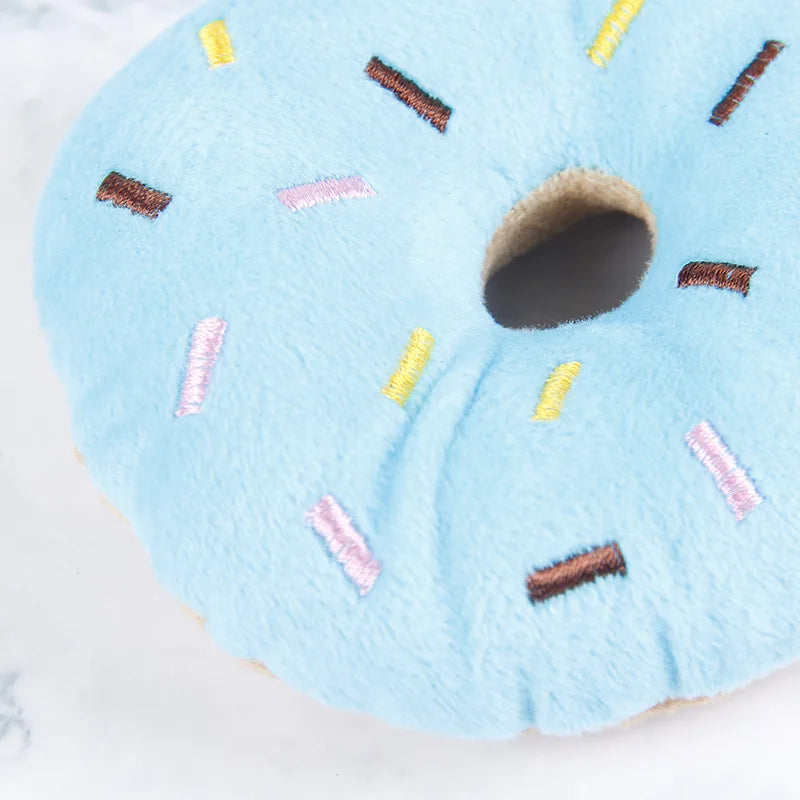 Soft Dog Donuts Plush Pet Dog Toys For Dogs Chew Toy Cute Puppy Squeaker Sound Toys Funny Puppy Small Medium Dog Interactive Toy