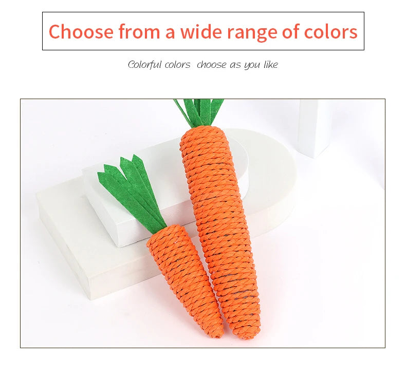 Carrot Pet Cat Toy Paper Rope Chew Toys Built-in Bell Small Animals Cute Pet Toys Wholesale