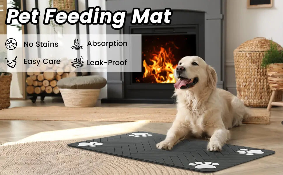 Dog Food Mat -Absorbent Dog Cat Mat for Food and Water Bowl, Quick Dry Dog Bowl Mat Dog Accessories-Dog Water Matt for Sloppy Drinkers