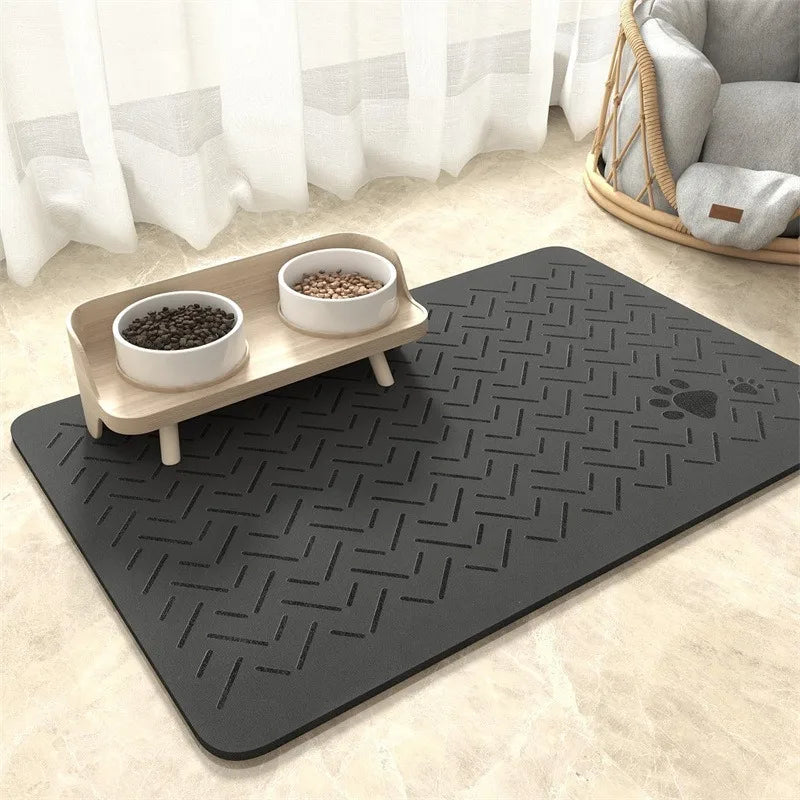 Dog Food Mat -Absorbent Dog Cat Mat for Food and Water Bowl, Quick Dry Dog Bowl Mat Dog Accessories-Dog Water Matt for Sloppy Drinkers