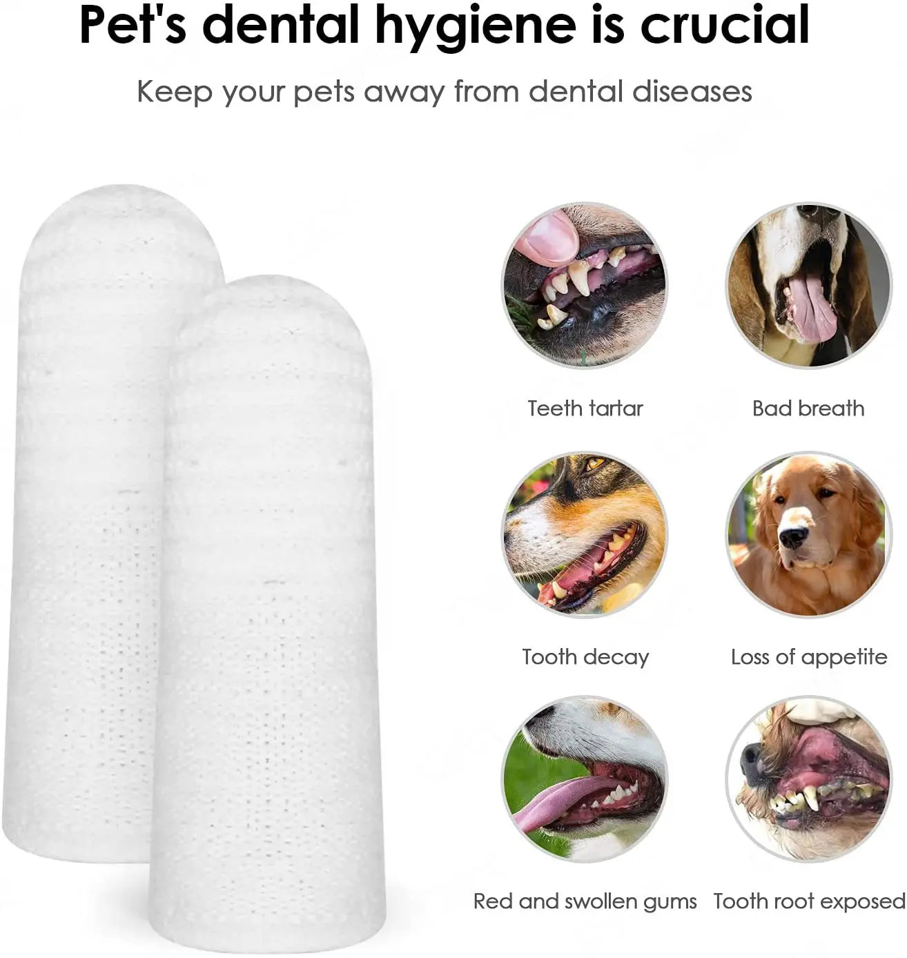 10pcs Pet Two-finger Brushing Finger Cots Puppy Teeth Oral Cleaning Tool Kitten Finger Toothbrush Pets Care Accessories Supplies