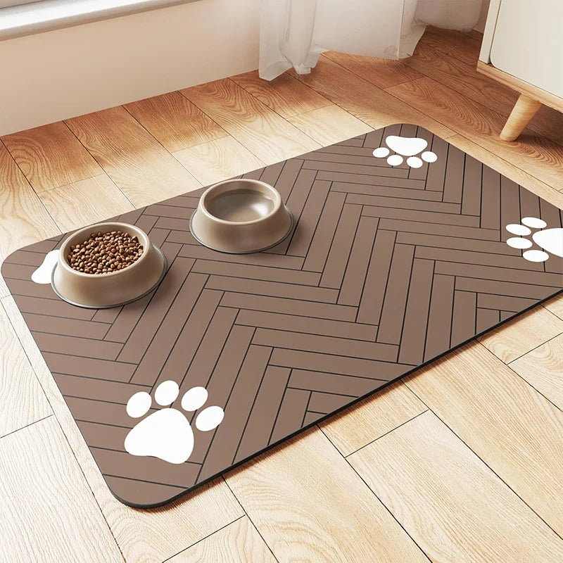 Dog Food Mat -Absorbent Dog Cat Mat for Food and Water Bowl, Quick Dry Dog Bowl Mat Dog Accessories-Dog Water Matt for Sloppy Drinkers