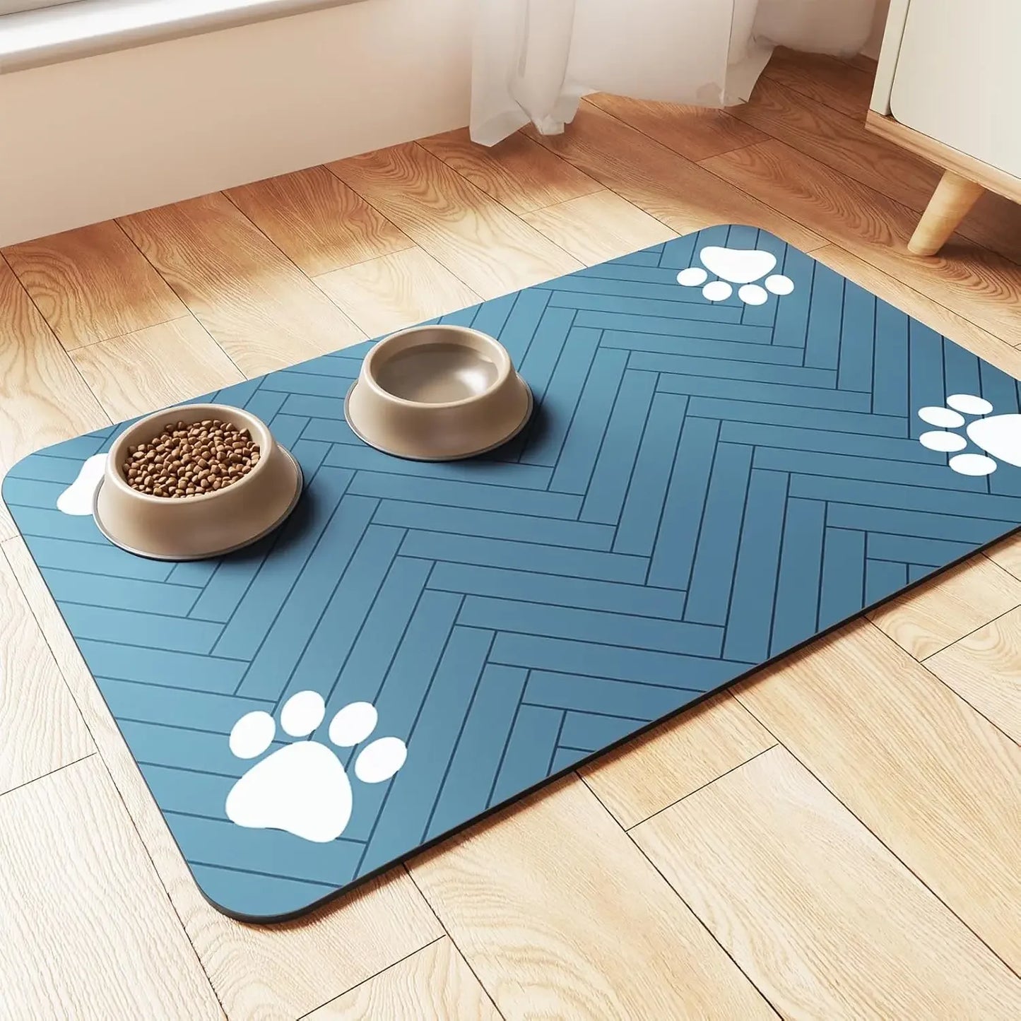 Dog Food Mat -Absorbent Dog Cat Mat for Food and Water Bowl, Quick Dry Dog Bowl Mat Dog Accessories-Dog Water Matt for Sloppy Drinkers