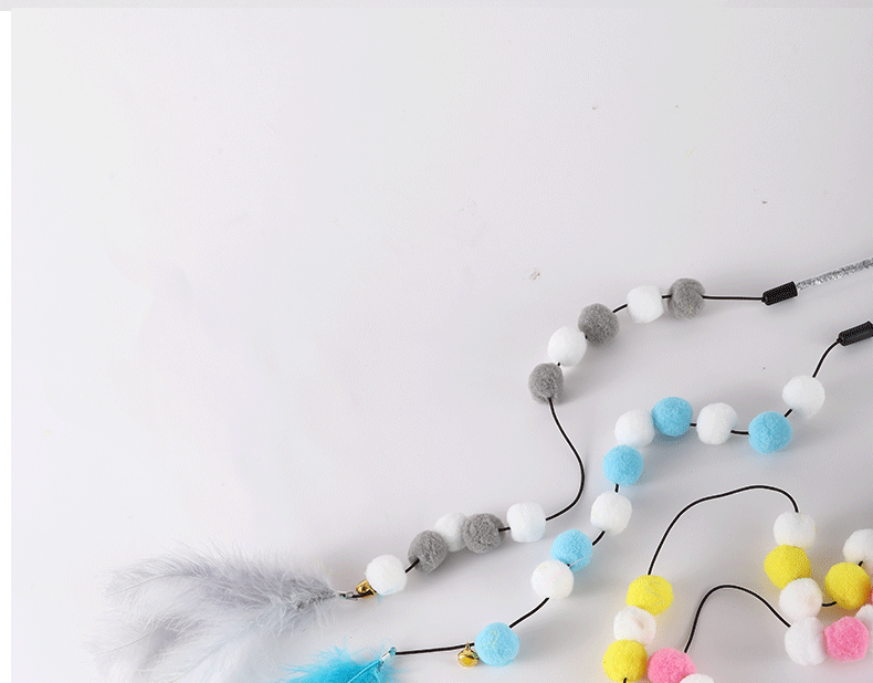 Cat Toys 1pcs Interactive Stick Feather Toys Kitten Teasing Durable Playing Plush Ball Pet Supplies Feather cat teasing stick