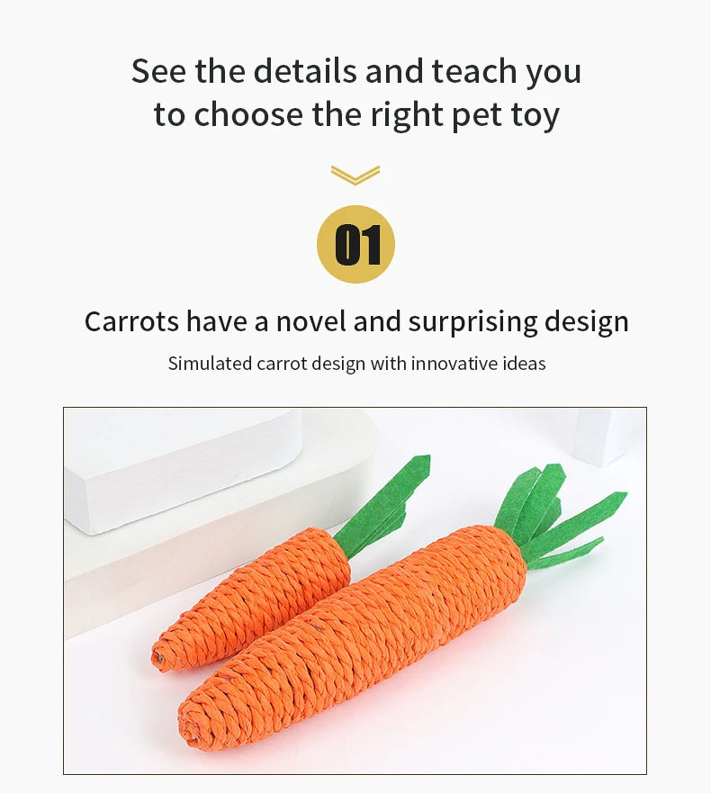Carrot Pet Cat Toy Paper Rope Chew Toys Built-in Bell Small Animals Cute Pet Toys Wholesale
