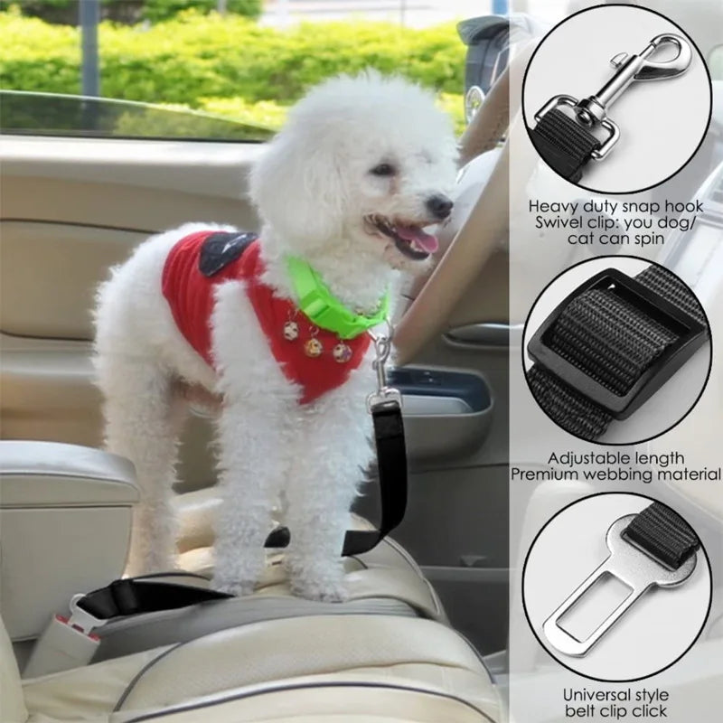 Adjustable Pet Cat Dog Car Seat Belt Pet Seat Vehicle Dog Harness Lead Clip Safety Lever Traction Dog Collars Dog Accessoires