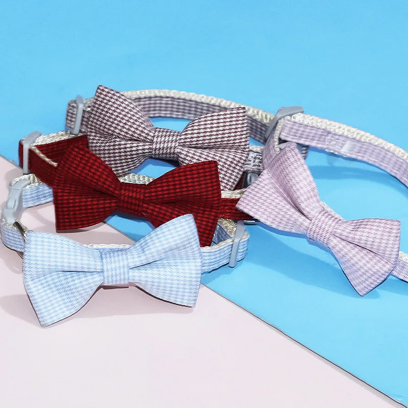 Adjustable Pet Collar with Cute Bow & Bell – Soft, Durable Cat & Dog Necklace for Kittens, Puppies & Pets.