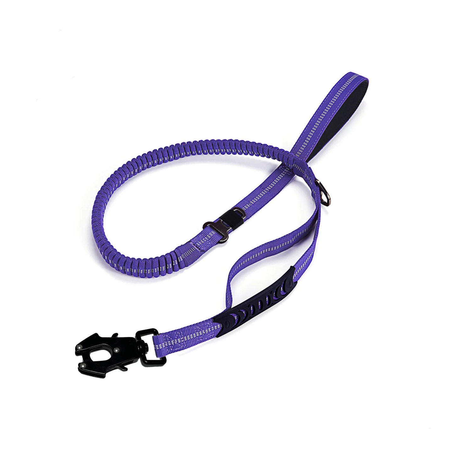 Heavy Duty Tactical Bungee Dog Leash – No Pull Reflective Shock Absorbing Leash with Car Seatbelt for Large Dogs.