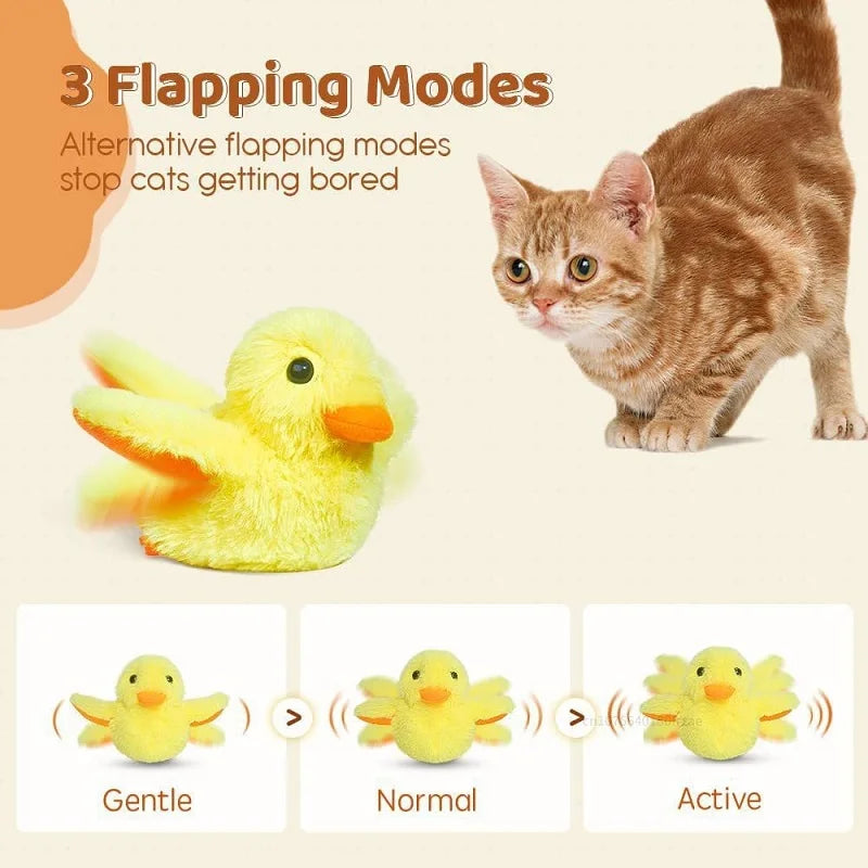Flapping Duck Cat Toys Interactive Electric Bird Toys Washable Cat Plush Toy With Catnip Vibration Sensor Cats Game Toy Kitten