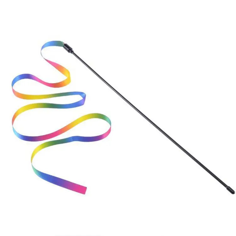 1PCS Pet Cat Toys Cute Funny Rainbow Strips Stick Cat Teaser Wand Pet Toys for Cats Interactive Toys Cat Supplies Pet Products