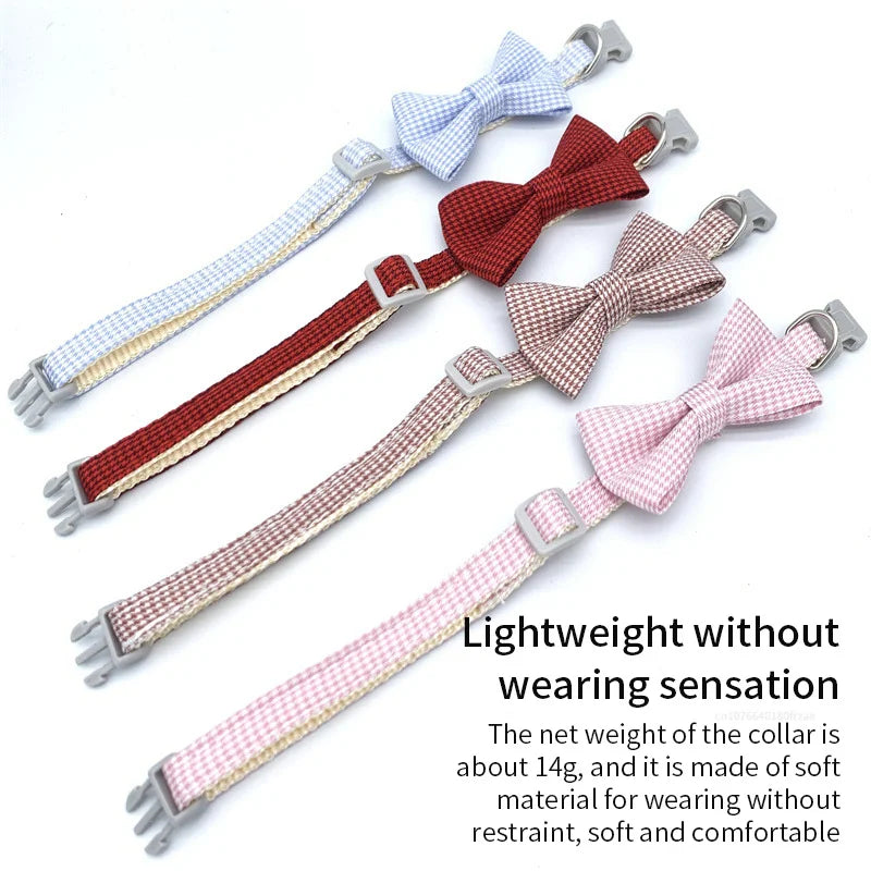 Adjustable Pet Collar with Cute Bow & Bell – Soft, Durable Cat & Dog Necklace for Kittens, Puppies & Pets.