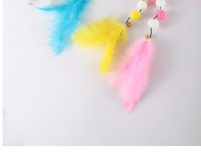 Cat Toys 1pcs Interactive Stick Feather Toys Kitten Teasing Durable Playing Plush Ball Pet Supplies Feather cat teasing stick