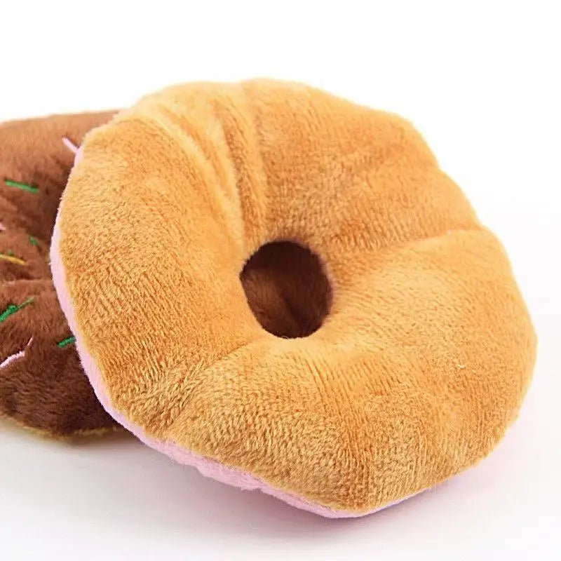 Soft Dog Donuts Plush Pet Dog Toys For Dogs Chew Toy Cute Puppy Squeaker Sound Toys Funny Puppy Small Medium Dog Interactive Toy