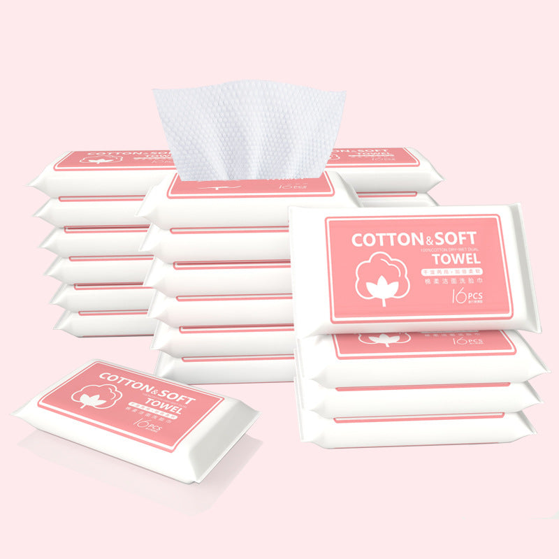 16pcs/bag Soft Face Tissue Pearl Pattern Disposable Face Towel Face Washing Travel Portable Cotton Tissue Wet Dry Multi Use Wipe