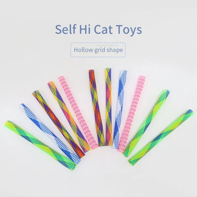10 Cat Spring Toy Stick Freely Folding Spring Shape Multi-Color Cat Bouncing Kitten Toys Cat Interactive Toys Pet Supplies