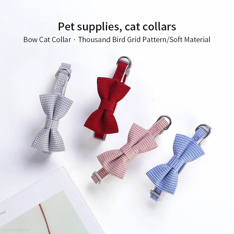 Adjustable Pet Collar with Cute Bow & Bell – Soft, Durable Cat & Dog Necklace for Kittens, Puppies & Pets.