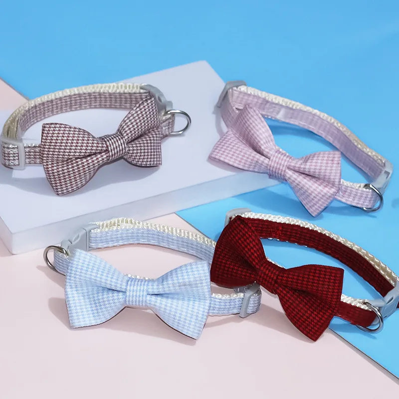 Adjustable Pet Collar with Cute Bow & Bell – Soft, Durable Cat & Dog Necklace for Kittens, Puppies & Pets.