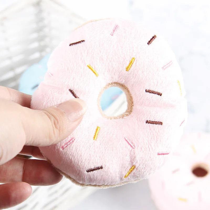 Soft Dog Donuts Plush Pet Dog Toys For Dogs Chew Toy Cute Puppy Squeaker Sound Toys Funny Puppy Small Medium Dog Interactive Toy