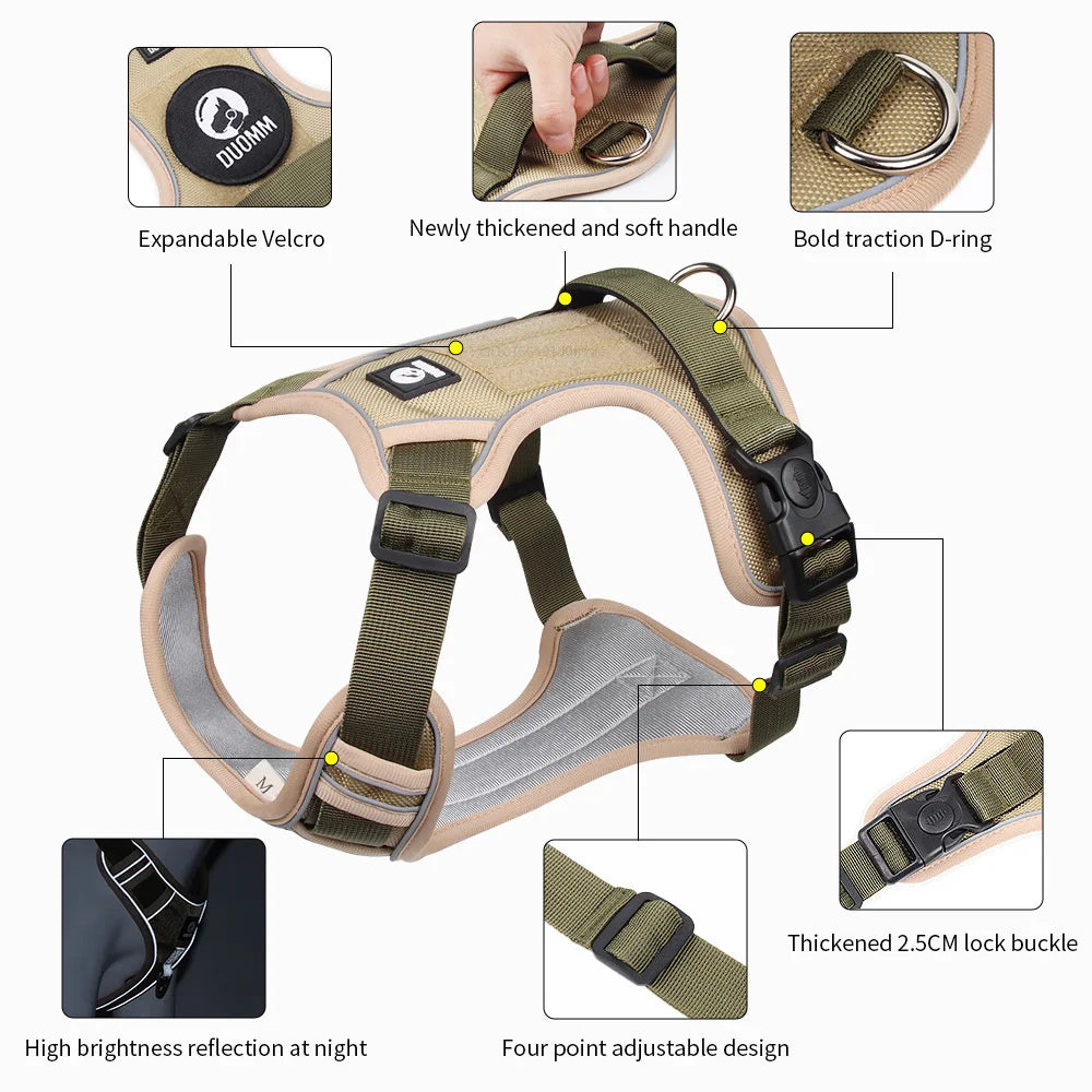 Adjustable Harness Dog Reflective Safety Training Walking Chest Vest Leads Collar For French Bulldog Pets Dogs Accessories
