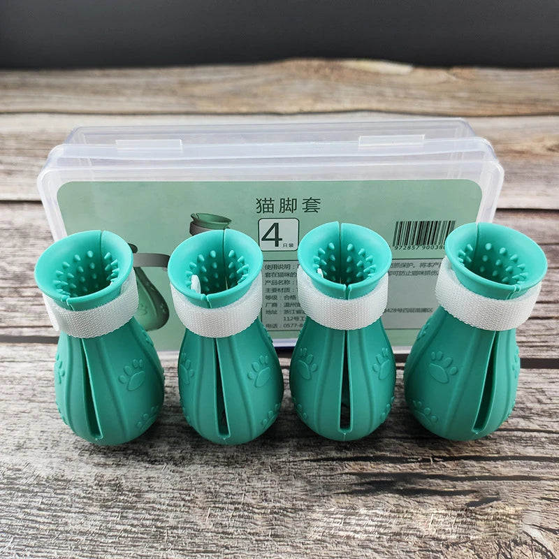 Cat Claw Protector Bath Anti-Scratch Cat Shoes For Cat Adjustable Pet Bath Wash Boots Cat Paw Nail Cover Pet Grooming Supplies