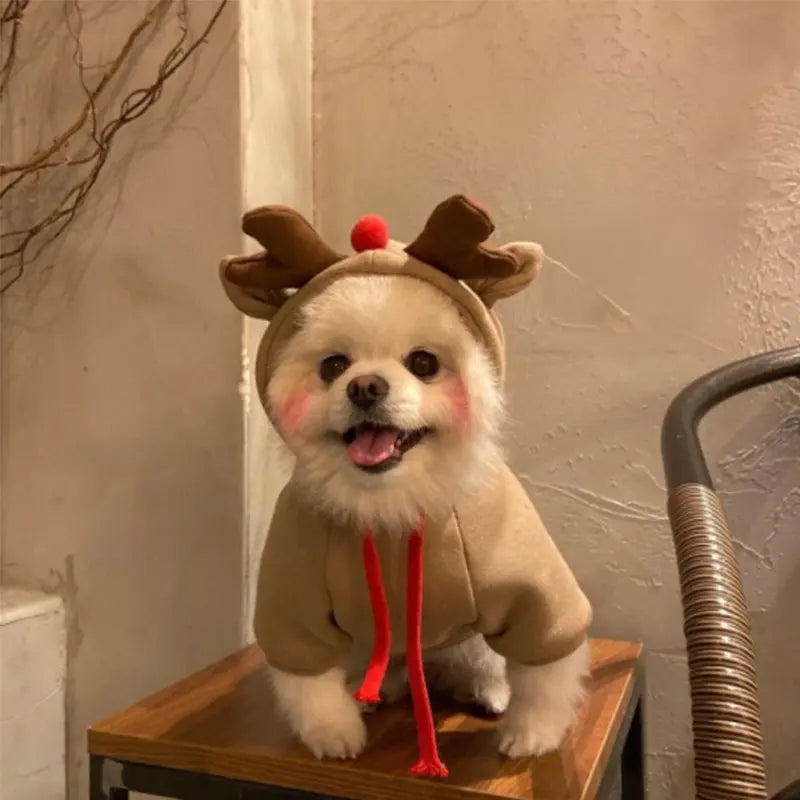 Cute Elk Dog Clothes Reindeer S/M/L Dogs Hoodies Warm Pet Clothing Puppy Cat Costume Coat Chihuahua Mouse Cheese Jacket Suit