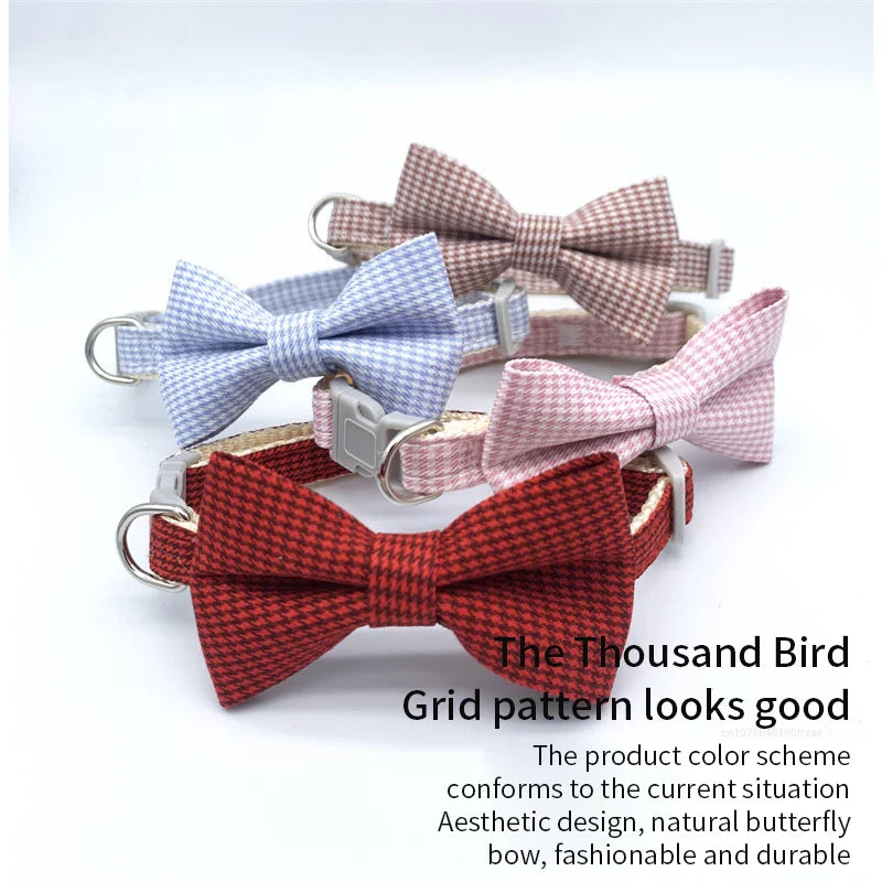 Adjustable Pet Collar with Cute Bow & Bell – Soft, Durable Cat & Dog Necklace for Kittens, Puppies & Pets.