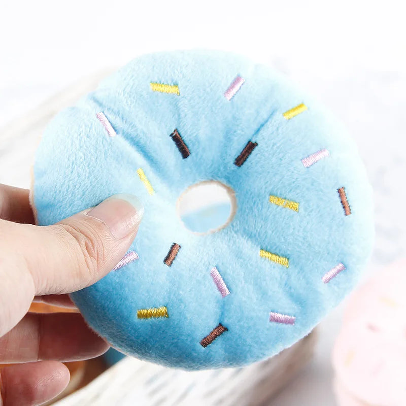 Soft Dog Donuts Plush Pet Dog Toys For Dogs Chew Toy Cute Puppy Squeaker Sound Toys Funny Puppy Small Medium Dog Interactive Toy