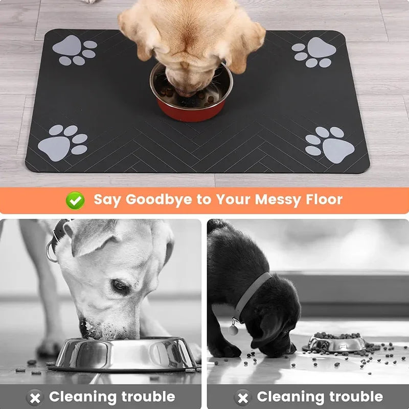 Dog Food Mat -Absorbent Dog Cat Mat for Food and Water Bowl, Quick Dry Dog Bowl Mat Dog Accessories-Dog Water Matt for Sloppy Drinkers