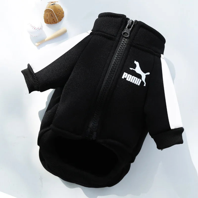 Pet Sports Clothing For Small Medium Dogs Plus Velvet Cats Zipper Leisure Sweater Coat French Bulld