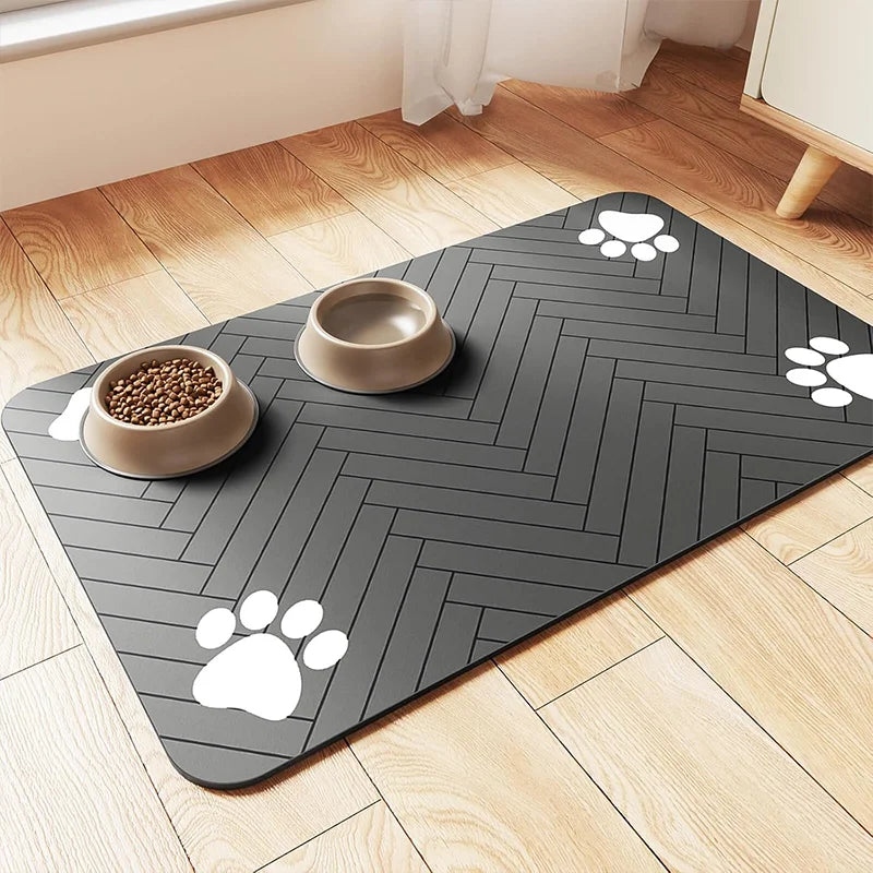 Dog Food Mat -Absorbent Dog Cat Mat for Food and Water Bowl, Quick Dry Dog Bowl Mat Dog Accessories-Dog Water Matt for Sloppy Drinkers