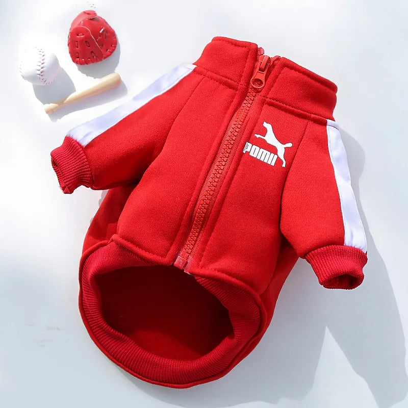 Pet Sports Clothing For Small Medium Dogs Plus Velvet Cats Zipper Leisure Sweater Coat French Bulld