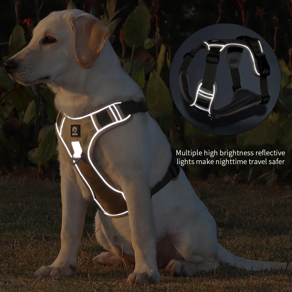 Adjustable Harness Dog Reflective Safety Training Walking Chest Vest Leads Collar For French Bulldog Pets Dogs Accessories