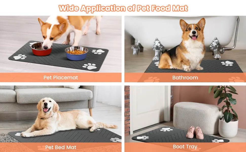 Dog Food Mat -Absorbent Dog Cat Mat for Food and Water Bowl, Quick Dry Dog Bowl Mat Dog Accessories-Dog Water Matt for Sloppy Drinkers