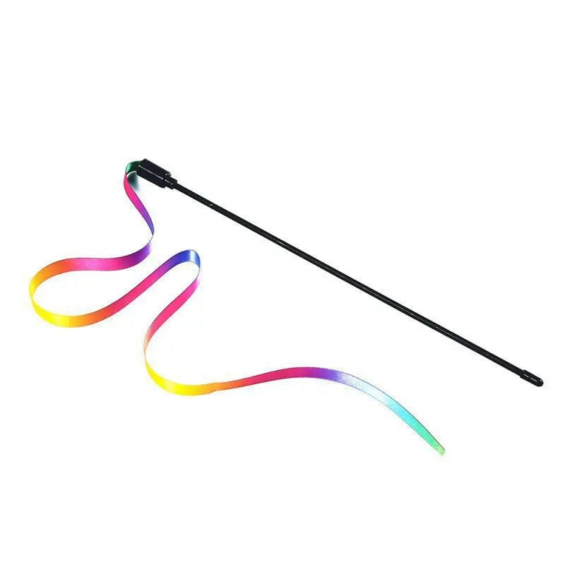 1PCS Pet Cat Toys Cute Funny Rainbow Strips Stick Cat Teaser Wand Pet Toys for Cats Interactive Toys Cat Supplies Pet Products
