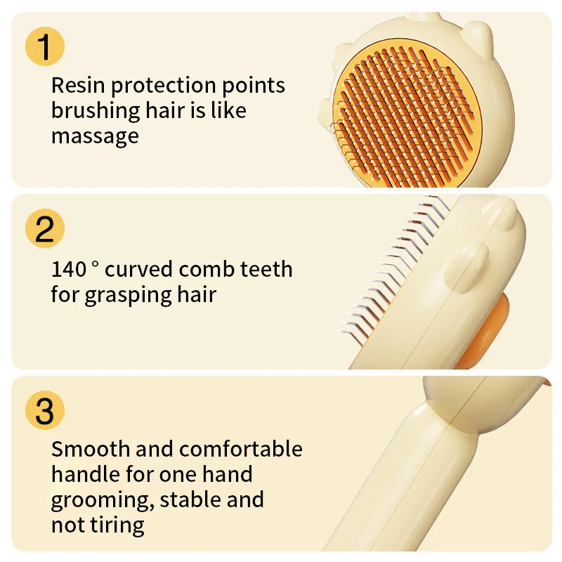 1Pcs Pet Hair Removal Brush Grooming Comb Self Cleaning Dog Slicker Brush with Massage Teeth Dogs Cats Pet Grooming Supplies