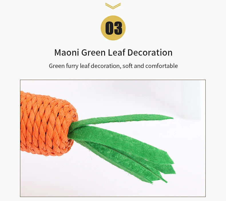 Carrot Pet Cat Toy Paper Rope Chew Toys Built-in Bell Small Animals Cute Pet Toys Wholesale