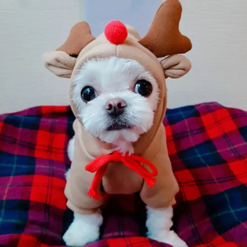 Cute Elk Dog Clothes Reindeer S/M/L Dogs Hoodies Warm Pet Clothing Puppy Cat Costume Coat Chihuahua Mouse Cheese Jacket Suit