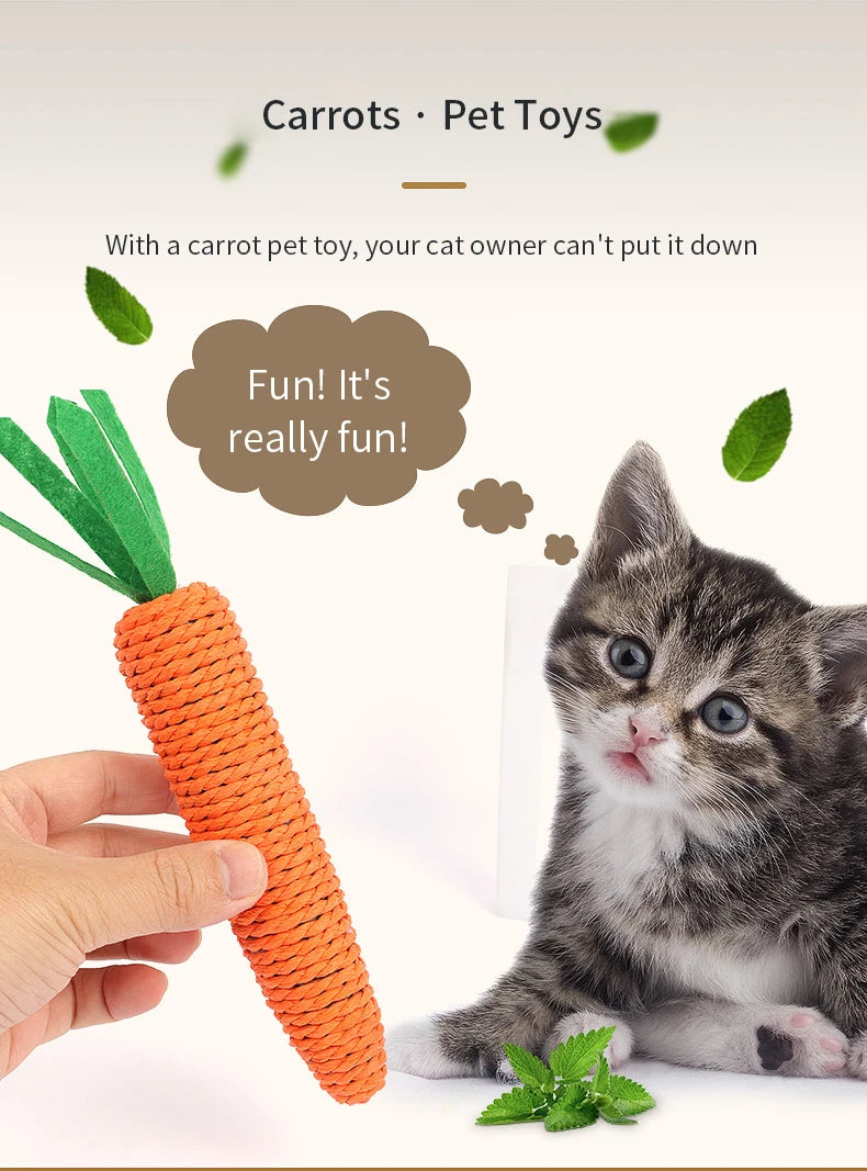 Carrot Pet Cat Toy Paper Rope Chew Toys Built-in Bell Small Animals Cute Pet Toys Wholesale