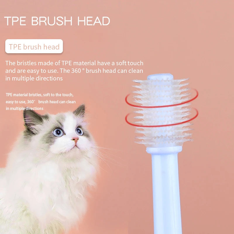 360-Degree Pet Toothbrush – Cat & Dog Teeth Care for Bad Breath, Tartar Removal, and Oral Hygiene.