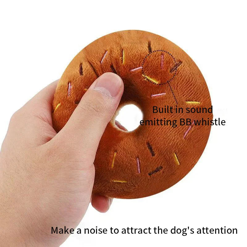 Soft Dog Donuts Plush Pet Dog Toys For Dogs Chew Toy Cute Puppy Squeaker Sound Toys Funny Puppy Small Medium Dog Interactive Toy