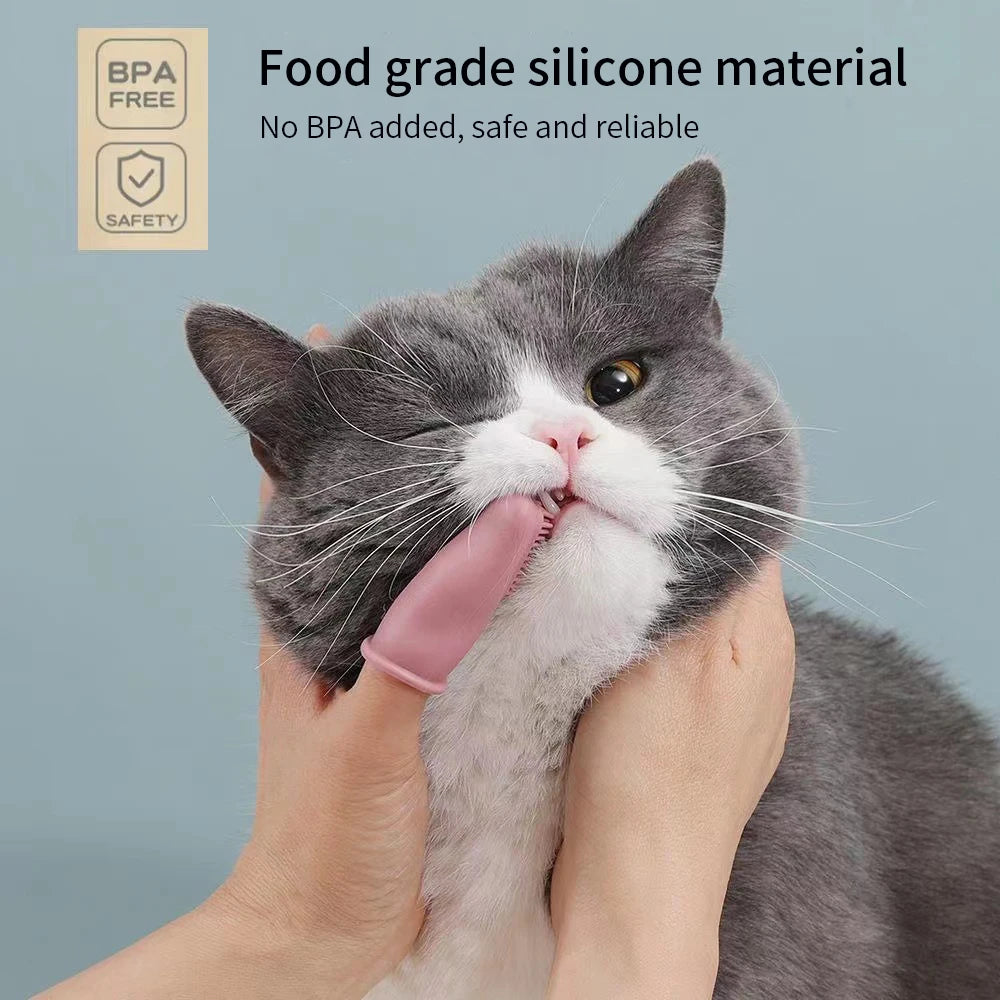 Dog Cat Super Soft Pet Finger Toothbrush Teeth Cleaning Bad Breath Care Nontoxic Silicone Tooth Brush Dog Cat Cleaning Supplies