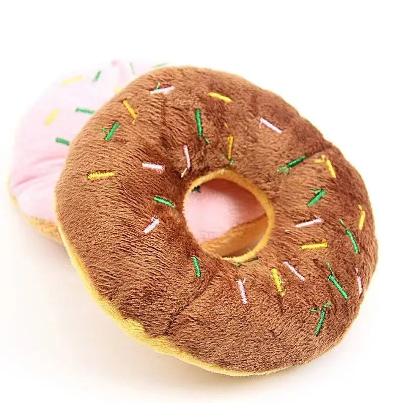 Soft Dog Donuts Plush Pet Dog Toys For Dogs Chew Toy Cute Puppy Squeaker Sound Toys Funny Puppy Small Medium Dog Interactive Toy