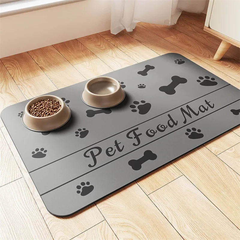 Dog Food Mat -Absorbent Dog Cat Mat for Food and Water Bowl, Quick Dry Dog Bowl Mat Dog Accessories-Dog Water Matt for Sloppy Drinkers