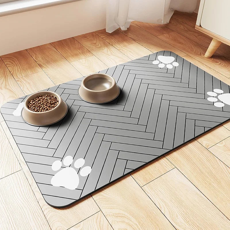 Dog Food Mat -Absorbent Dog Cat Mat for Food and Water Bowl, Quick Dry Dog Bowl Mat Dog Accessories-Dog Water Matt for Sloppy Drinkers