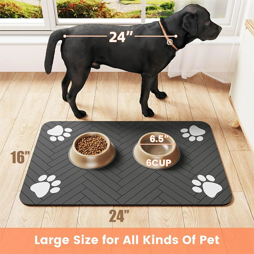 Dog Food Mat -Absorbent Dog Cat Mat for Food and Water Bowl, Quick Dry Dog Bowl Mat Dog Accessories-Dog Water Matt for Sloppy Drinkers