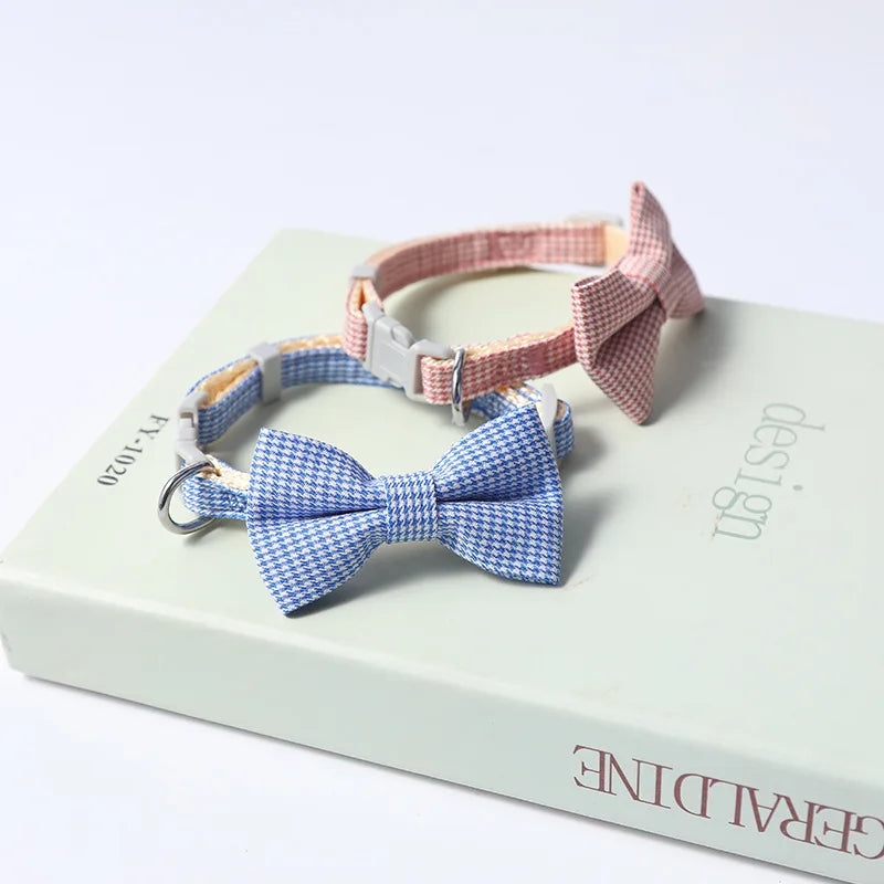 Adjustable Pet Collar with Cute Bow & Bell – Soft, Durable Cat & Dog Necklace for Kittens, Puppies & Pets.