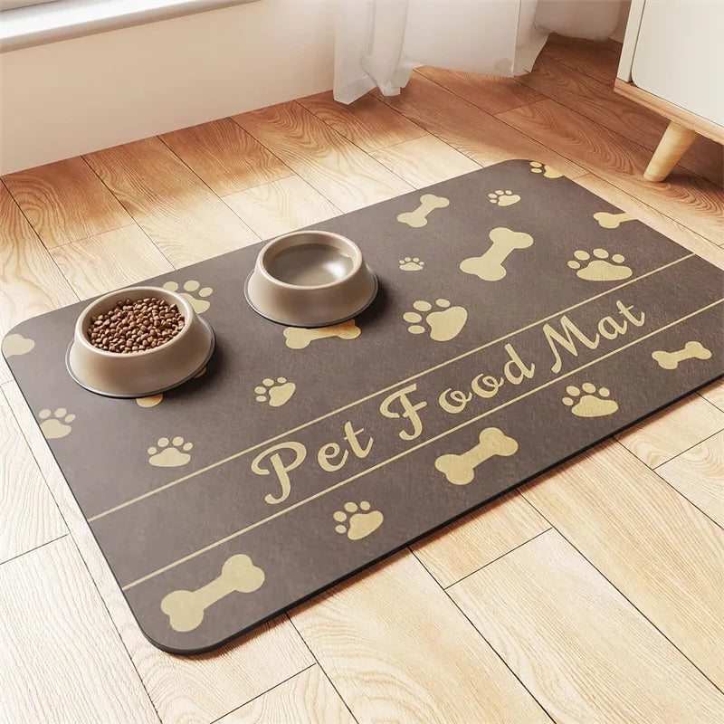 Dog Food Mat -Absorbent Dog Cat Mat for Food and Water Bowl, Quick Dry Dog Bowl Mat Dog Accessories-Dog Water Matt for Sloppy Drinkers